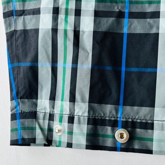 A.P.C. Men’s Alfred Plaid Shirt Jacket Size M Blue Plaid Snap Close New - Picture 7 of 14